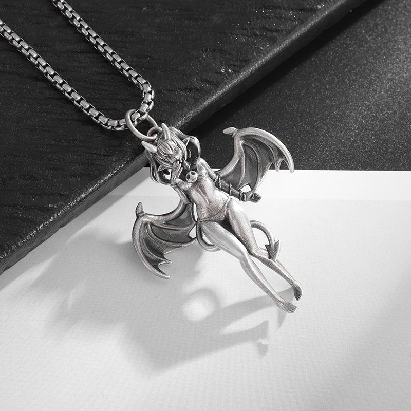 European and American Cartoon Cute Bat Girl Trend Jewelry Necklace Pendant