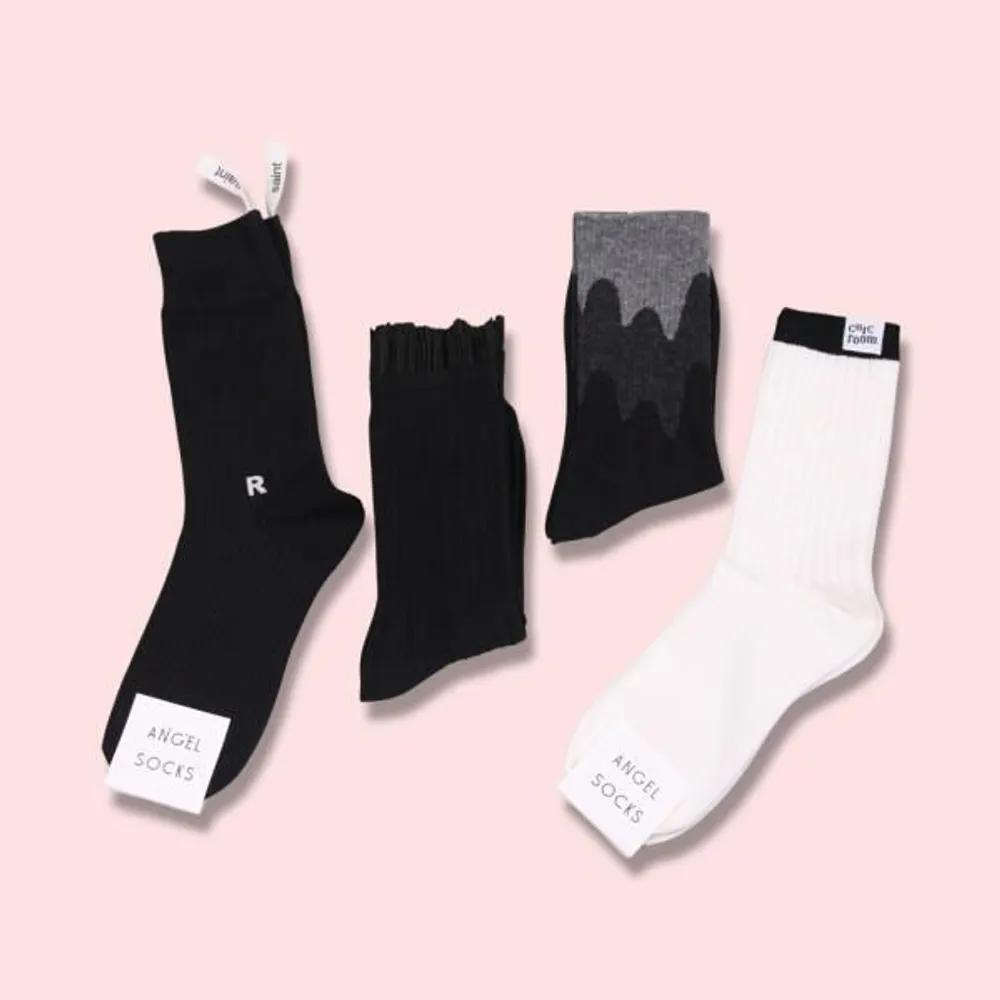 Angel Socks SET004-Blox Black Pattern Floral Polka Dot Socks