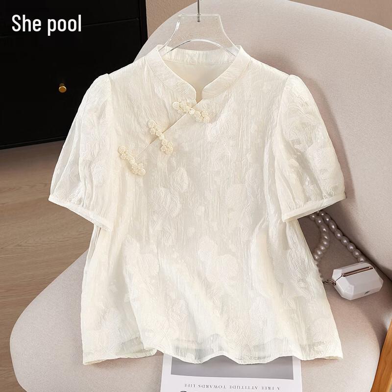 

New Chinese Style Stand Collar Short-Sleeve Shirt M