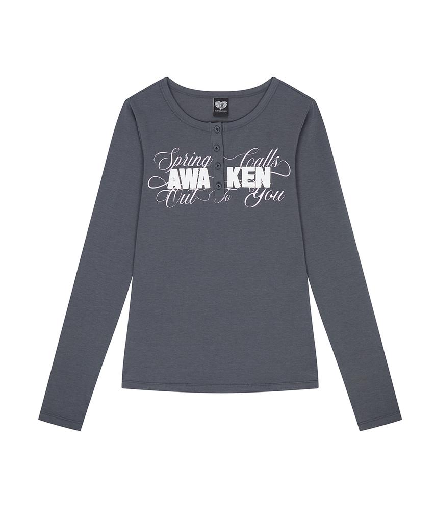 LUVISTRUE El Henley Neck Sleeve Tee(Charcoal)
