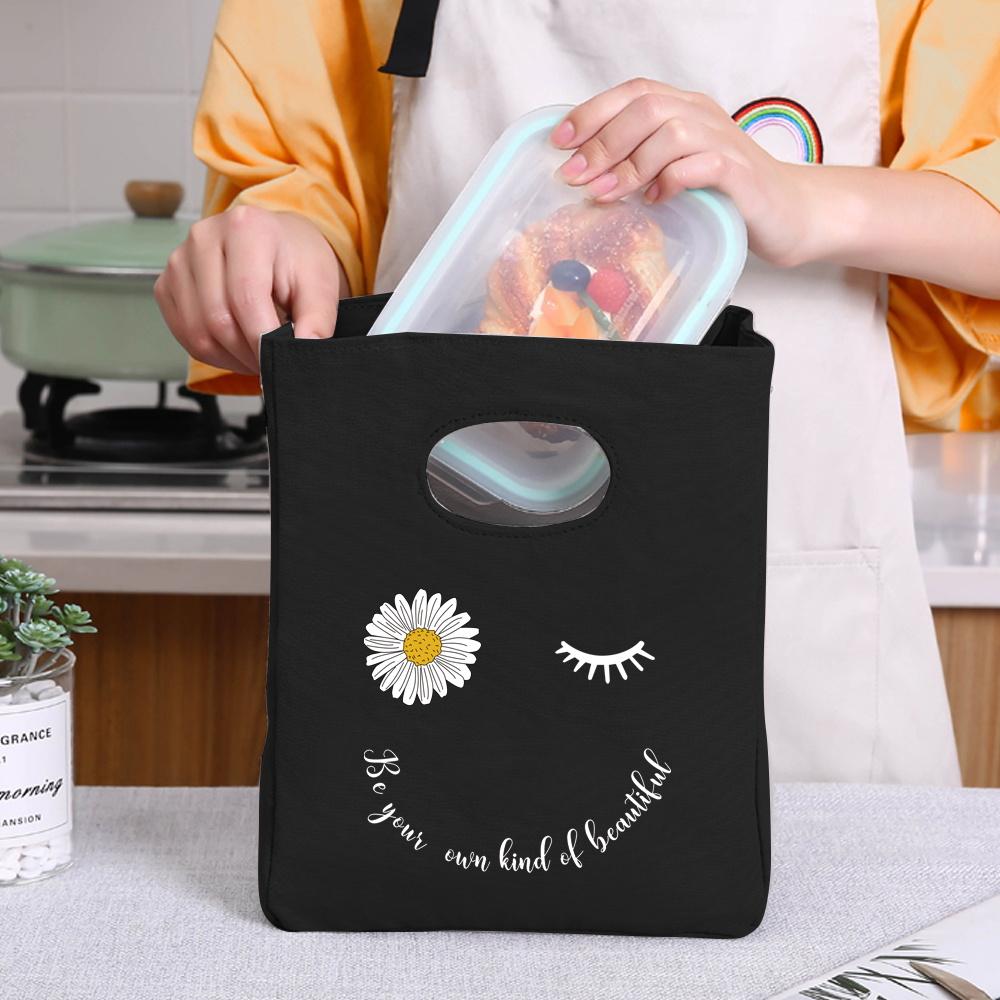 Lunch Bag Breakfast Box Bags Women Portable Hand Pack Picnic Travel Products Daisy Printed School Food Storage Bags Bento Pouch