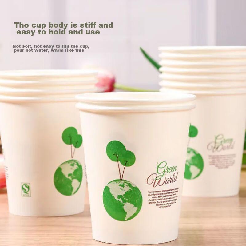 MENGTING Disposable Paper Cups, 233ml Office Coffee Cups, Thick Paper Cups, Family Pack of 100, for Business And Home Use