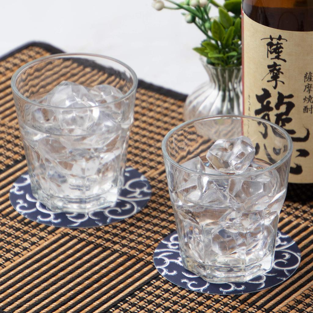 Endo Shoji TKG Paper Coasters, Navy Blue with Arabesque Pattern (100 pieces), Round, 90mm Diameter, 1mm Thick, a Must-Have for Evening Drinks,