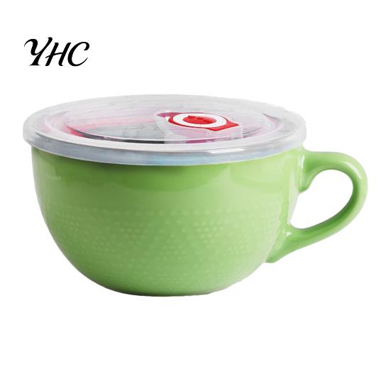 Microwave Safe Ceramic Bowl Breakfast 700ml & Oven-Safe Soup Mug with Oven Dish Lid Spoon Large Capacity for Oatmeal Noodles Dishwasher Cup