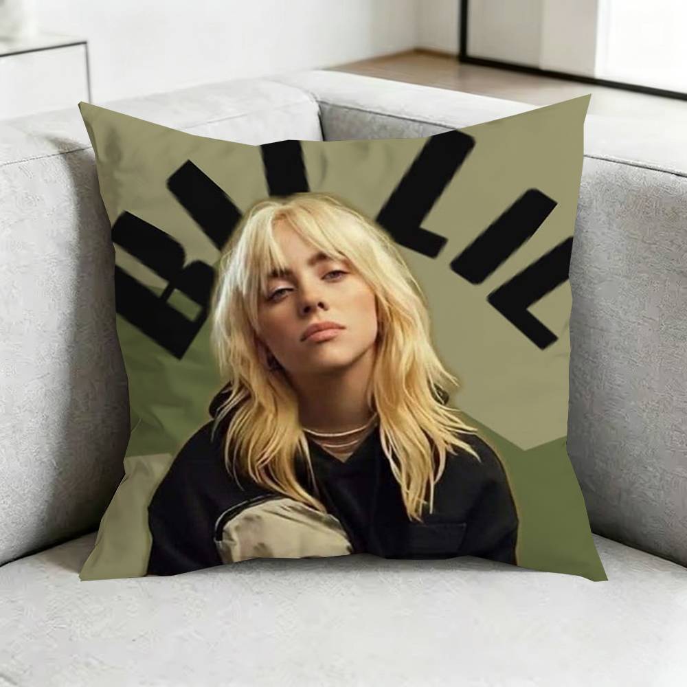 BillieE EEilish Bad Guy Pillow Case Square DoubleSided Sofa Cushion Cover Bedroom Bedside Pillow Gift
