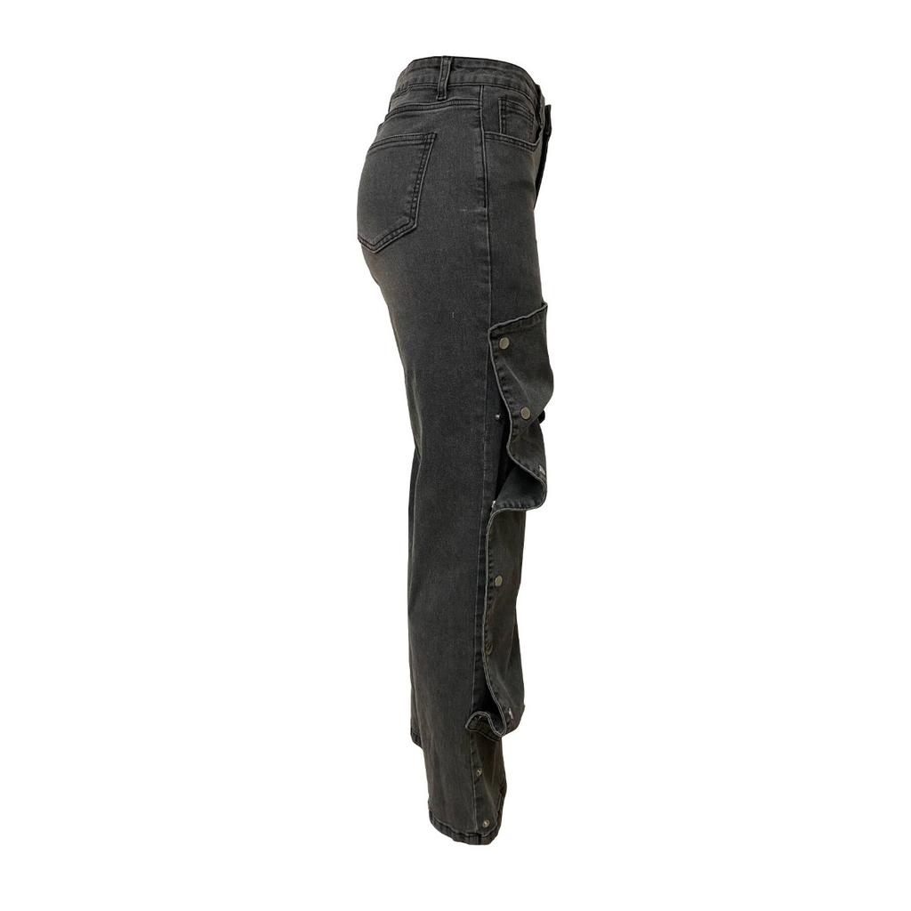 STREETRICH Fashion Detachable Buckle Irregular Jeans For Women High Waist Denim Pants Female Trendy