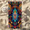 2D Flat Printing, 1pc, Neon Totem Artistic Fantasy Large Bath Towel, Suitable for Adults and Teens, Quick-Dry Lightweight Soft