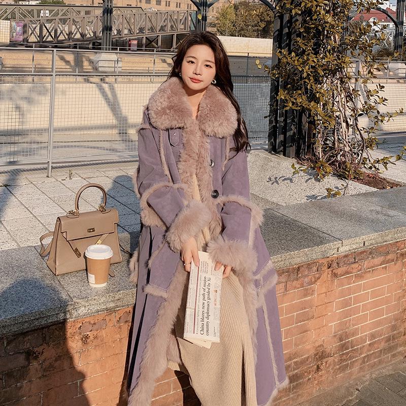 Women's Extra Long Faux Fur Lamb Wool Coat - Winter 2024 Style (2166)