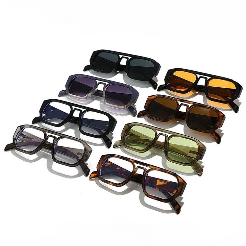 2025 New Vintage Big Frame Square UV Resistant Sunglasses for Unisex Retro Frame Double Bridge for Men Women