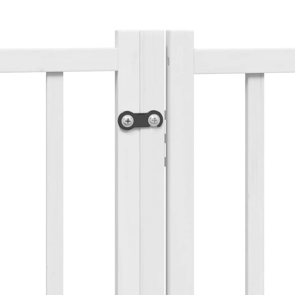 6 Piece Foldable White Dog Gate 480 cm Poplar Wood