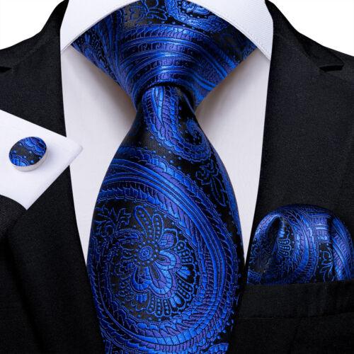 Dibangu Mens Silk Necktie Set Striped Paisley Solid Tie Pocket Square Cufflinks