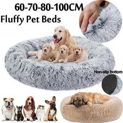 Deluxe fluffig extra stor hundsäng soffa, tvättbar rund hundkudde Kudde husdjurssäng för stor extra stor hundsäng