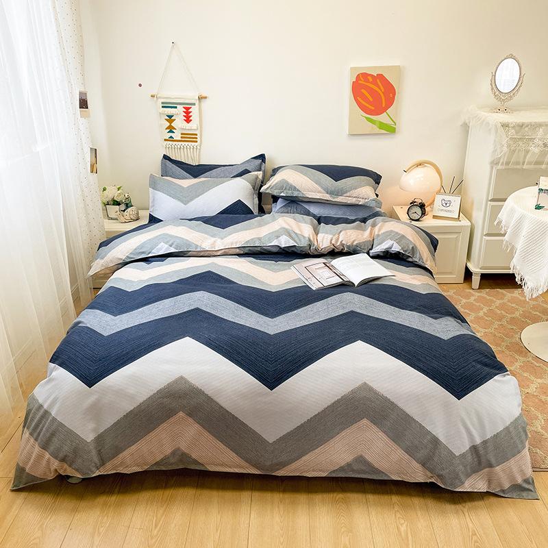 Simple Bedding Washed Cotton Four-piece Set Pastoral Bed Sheet Quilt Cover Bedding Three-piece Set