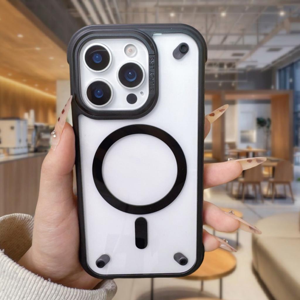 For iPhone 16 Pro Max Case Compatible with MagSafe Corner Protection PC+TPU Clear Back Cover