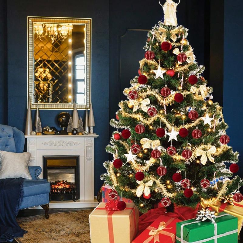 Red Christmas Ornaments Hanging Shatterproof Plastic Ball Decorations For Xmas Tree, Holiday, Wedding, Party, Window Christmas Decor