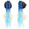 24 Inch Synthetic Gradient Corlorful Bubble Braids Ponytail Hair Extensions Rubber Band Style Hairpiece For Party Costume Halloween Wear