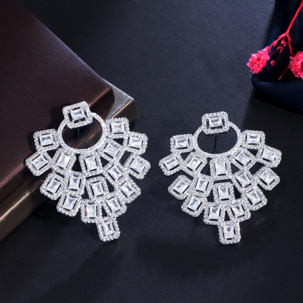 CMM Gorgeous Wedding Jewelry Cubic Zirconia Hollow Big Stud Earrings