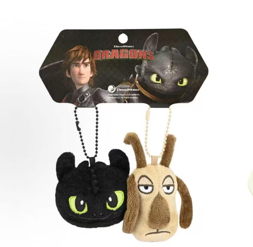 Genuine How To Train Your Dragon Toothless & Light Fury Plush Keychain 