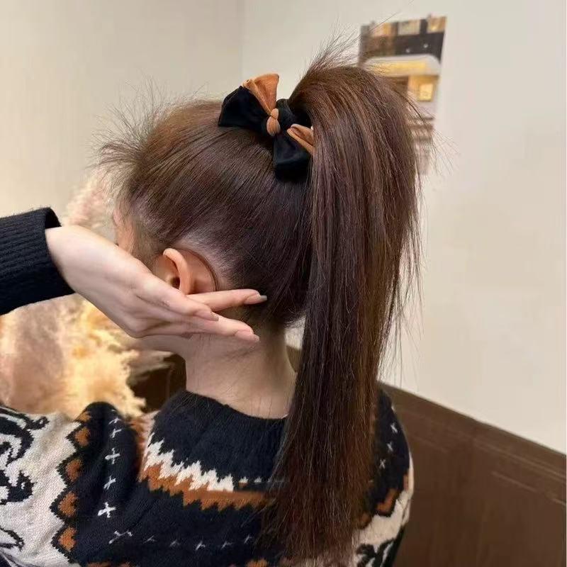 High-End French Velvet Bow Hair Tie for Women - Autumn/Winter Edition