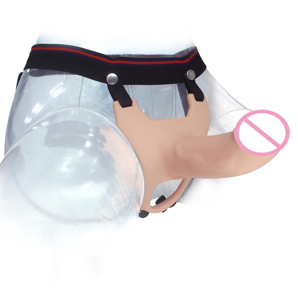 Realistic Strap On Dildo Male Silicone Hollow Dildo Strapon Harness Penis Enlarger Extender Sex Toys For Man Gay Sex Shop