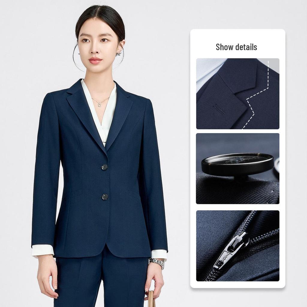 Navy Blue Women's Business Casual Suit Set for Professionals