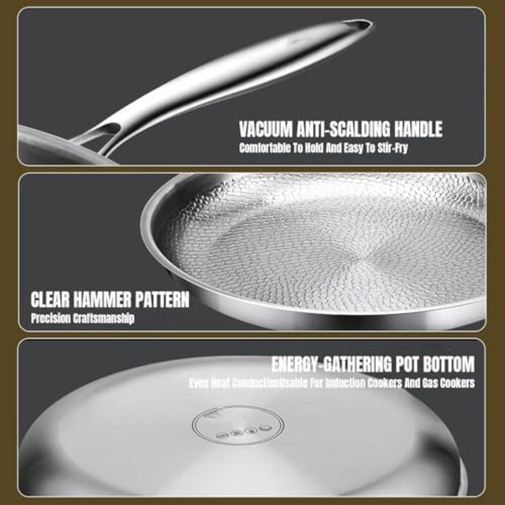 1 Stück Bratpfanne 30x20x5cm Küchen-Bratpfanne: Antihaftbeschichtet, Für langlebiges & vielseitiges Kochgeschirr Edelstahl Wok Bratpfannen Töpfe