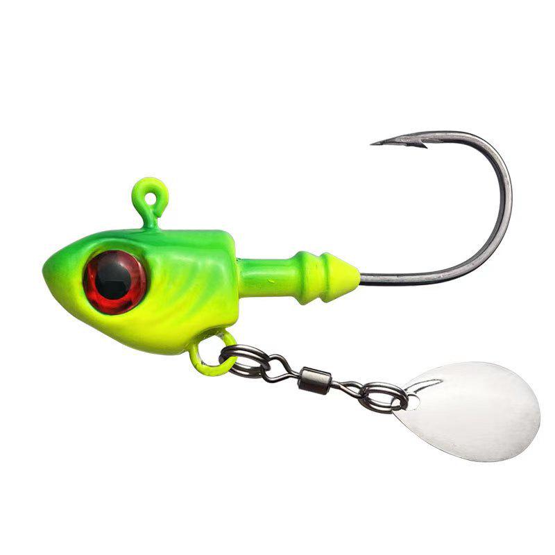 Luminous Fish-Shaped Jig Head with Spinner Blade 3.5-33g, Blood Groove Hook for Bass & Perch, Multi-Layer Soft Bionic Bait