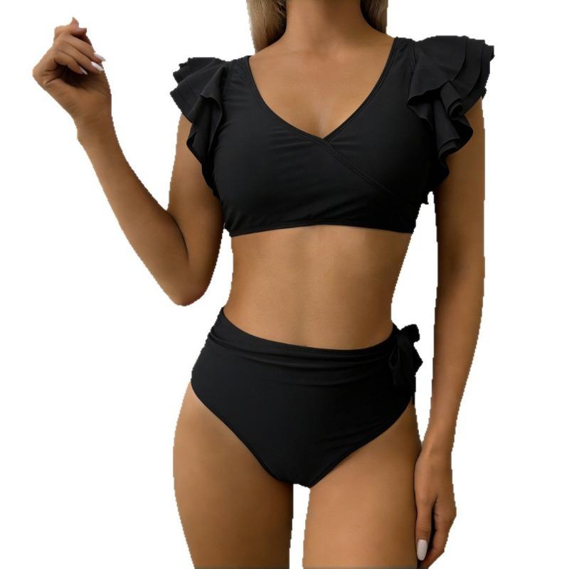 Women S High Waist Ruffled Split Bikini Swimwear For Vacation
