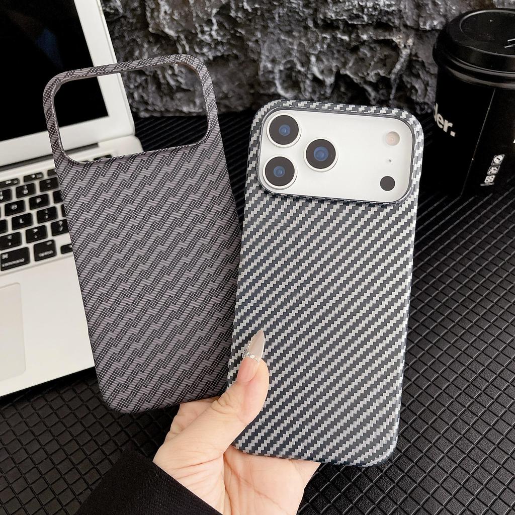 Luxury Half Carbon Fiber Protection Bumper Phone Case For iPhone 17 Air 16 15 PM 14 Plus 13 12 Pro Max 11 Hard PC Colorful Shockproof Protective Cover