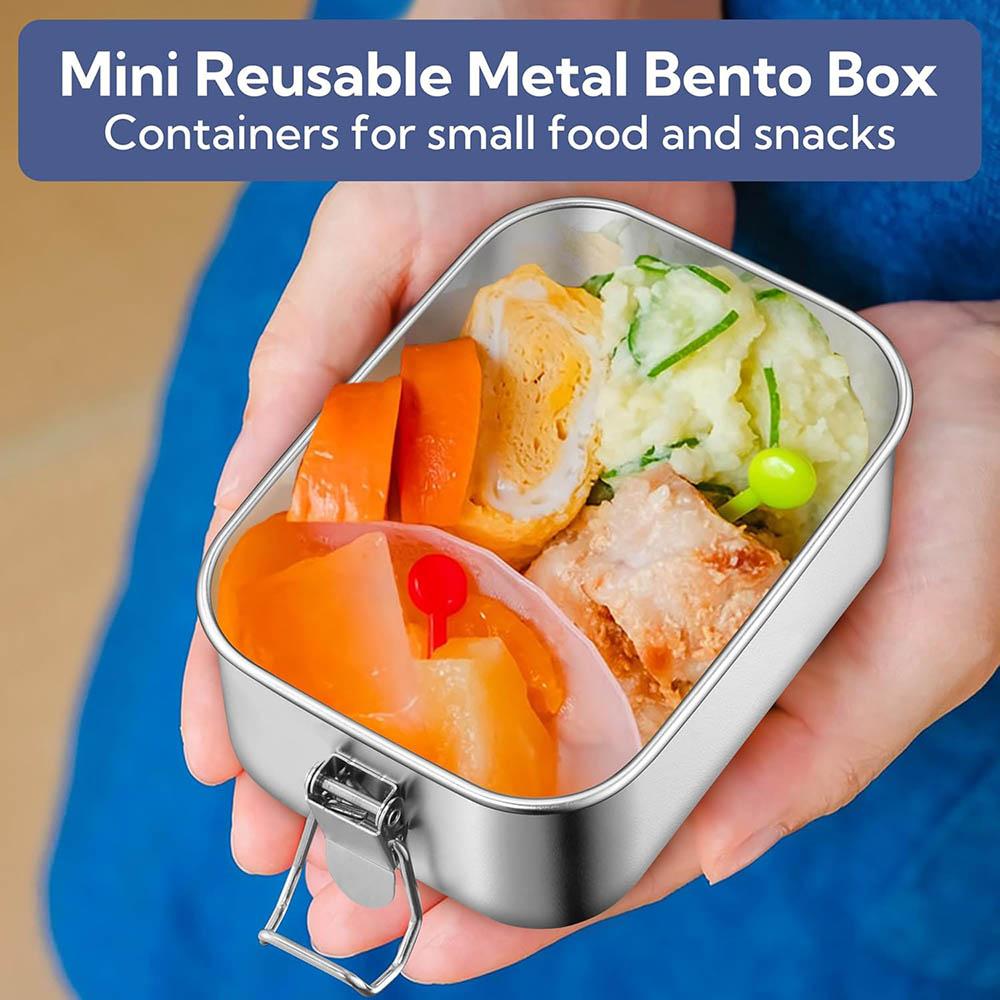 Stainless Steel Bento Box,550ml Metal Lunch Box,Leak-Proof Food Container with Lids, Meal Storage for Camping Picnic Travel Work