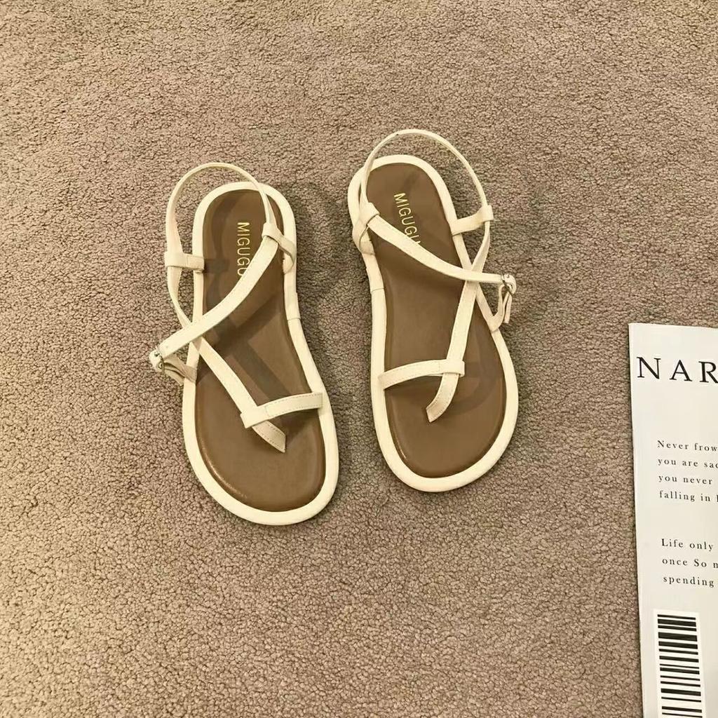 Fashion Ladies Shoes Flip-flops Open Toe Summer 2024 Footwear Beach Flat Rubber No Heel Sandals for Women Roman Style Original on Offer
