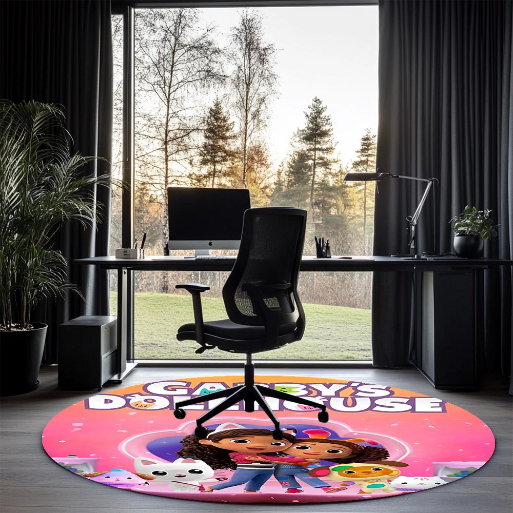 Gabby Printed Round Rug Carpet Chair Rug Area Rug Entryway Doormats,for Office Chair Living Room Bedroom Kitchen Room.
