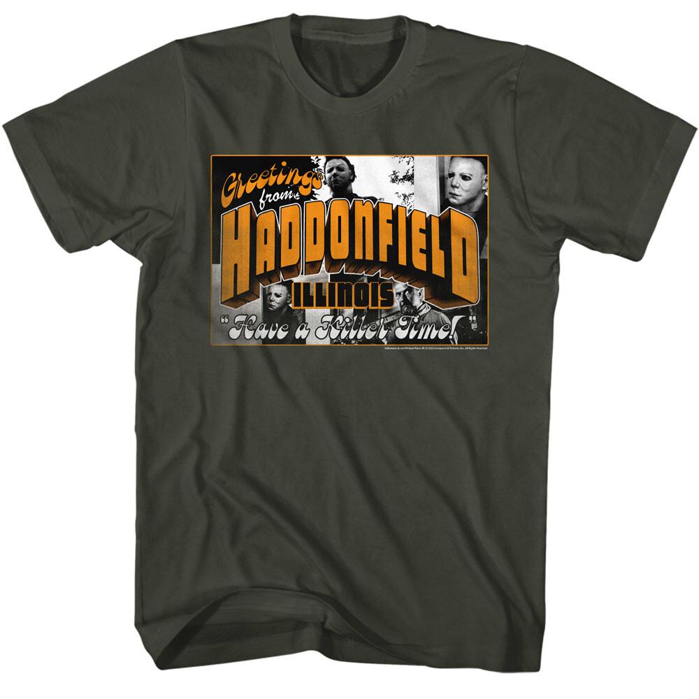 Halloween Movie Greetings From Haddonfield Have A Killer Time Men s T Shirt  Unisex T-Shirt XXXL
