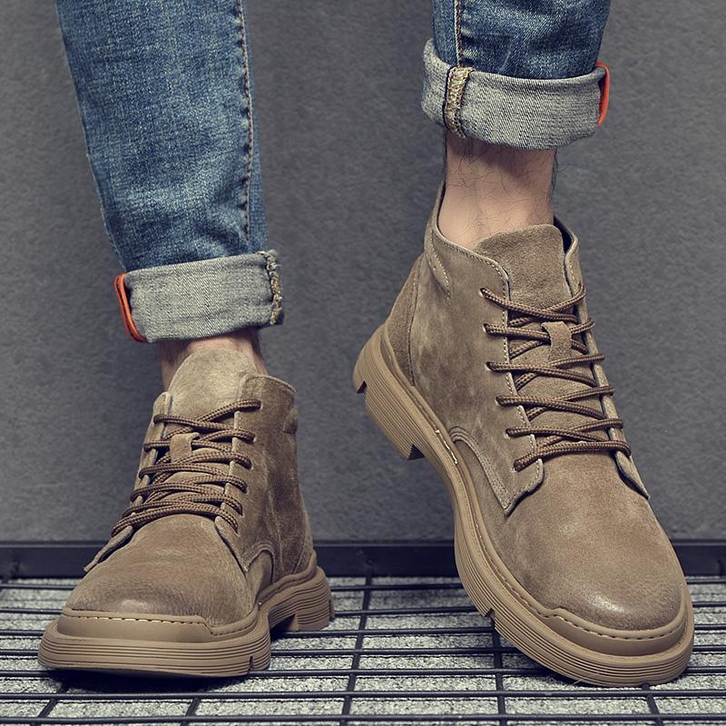 Fashion All-match Men Leather Shoes High Top Man Trainers Casual Mens Walk Footwear Warm Winter Boots Luxury Brand Vulcanized Sneakers