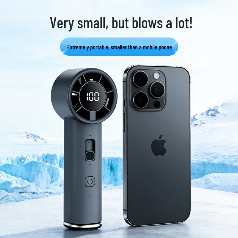 26-Year 100-Speed Mini Handheld Fan with Strong Wind, USB Digital Display, Portable Design