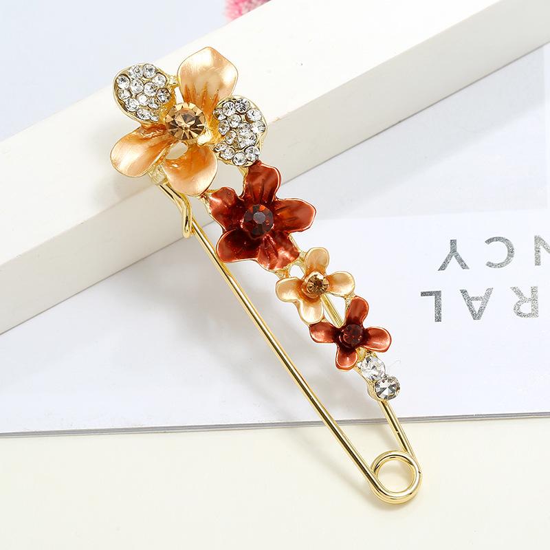 Oil silk scarf buckle brooch women's fixed clothes cardigan pin tulip flower temperament versatile accessories