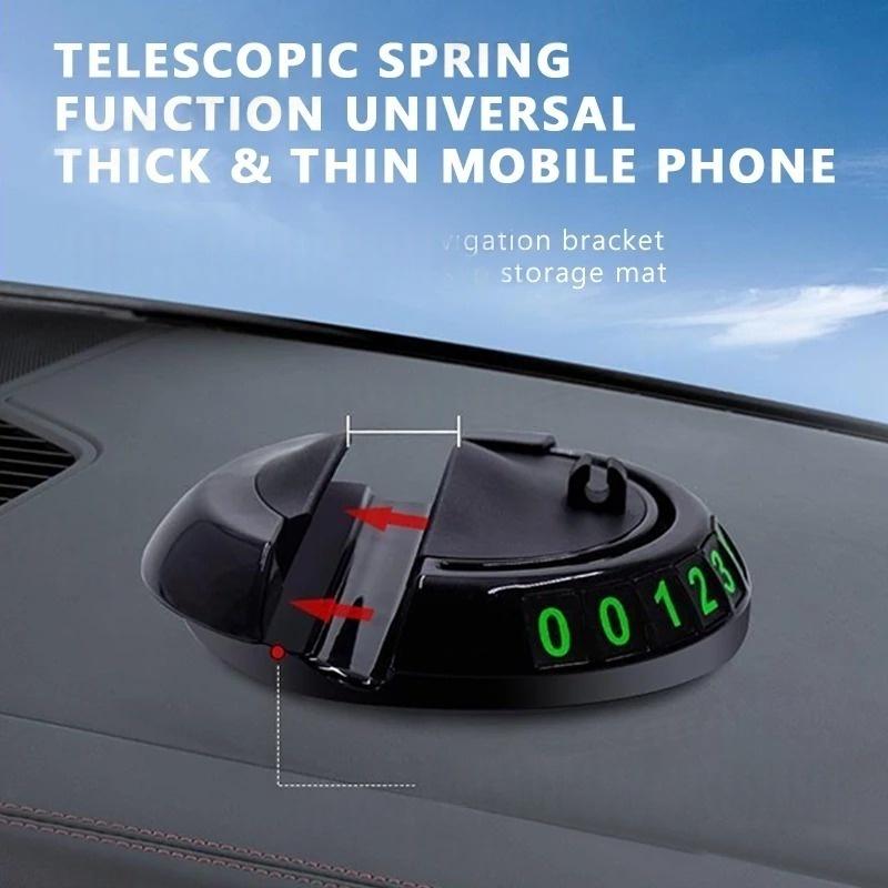 Multifunction Car Anti-Slip Mat, Rotatable Anti Skid Car Dashboard Pad with Temporary Parking Numbe, Universal Car Phone Holder