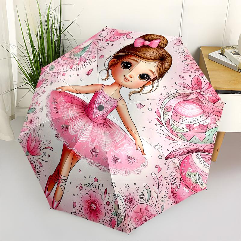 

Ballerina,Pink Automatic Folding Umbrella 8 Ribs Lightweight Design, Durable Iron Frame, Compact and Portable, Ideal Birthday or Christmas