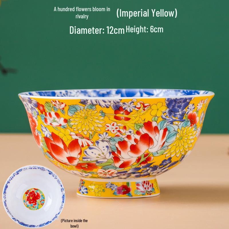 Jingdezhen Ceramic Rice Bowl: High-Foot, Enamel Color, Longevity Design