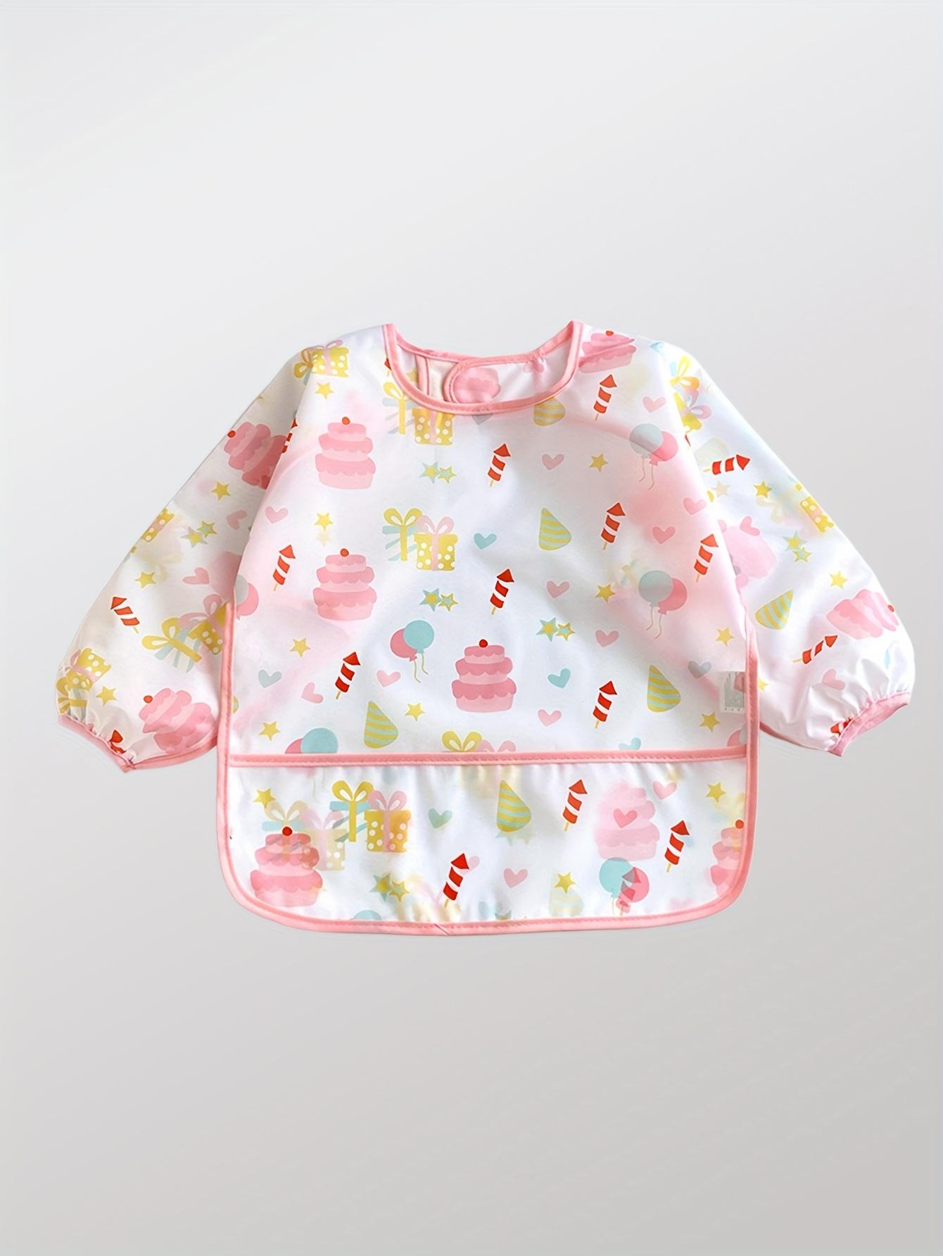 

Baby Mealtime Bib Apron, Waterproof Long Sleeve Smock for Toddler, Cartoon Painting Art Coverall for Boys Girls XXS