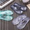Crystal Jelly Transparent Cool Slippers Female Summer Student Korean Version of Fashion Trend Outer Wear Pinch Foot Flip-flops Flat Bottom