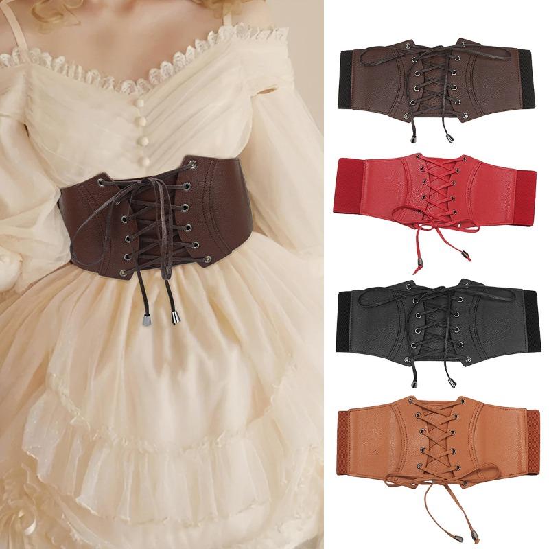 Ladies Wide Waistband Retro Korean Style Elastic Waist Belt Fashion Dress Decoration Waist Cincher Corset Accessories