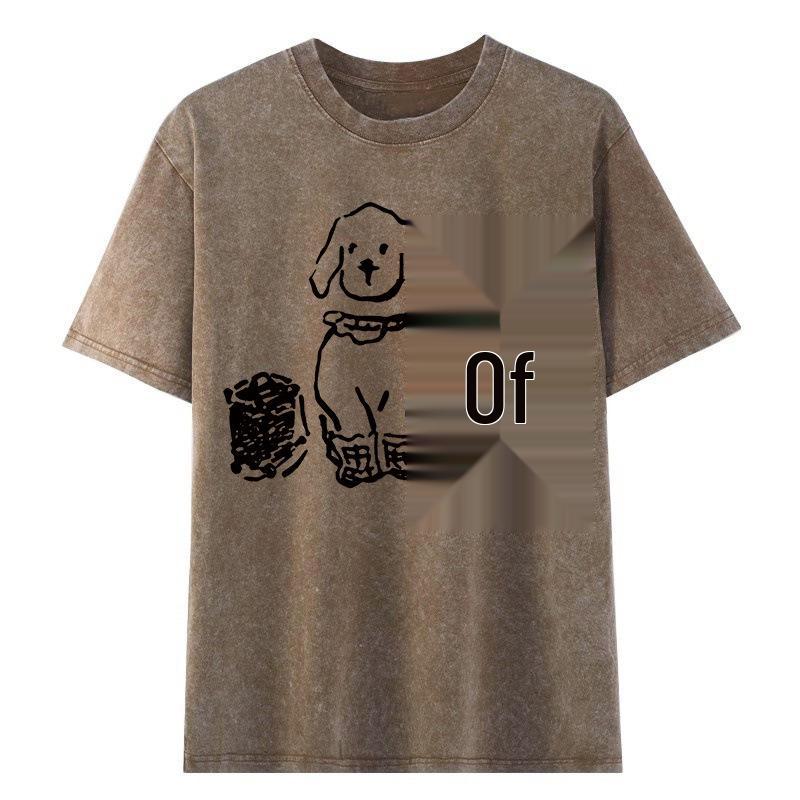 Unisex Vintage Gewaschenes Baumwoll-Kurzarm-T-Shirt - Trendiger Europäischer und Amerikanischer Lockerer Schnitt