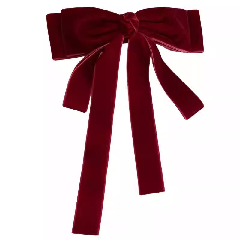 Velvet Bow Hair Clip for Women - Spring 2024 Collection: Elegant Ponytail Accessory for Autumn/Winter