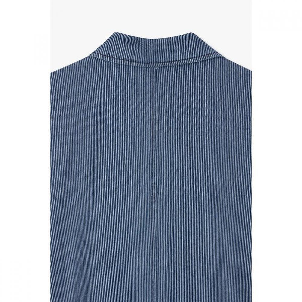 Studio Tomboy Pinstripe Denim Belted Short Sleeve Dress 9176341987 