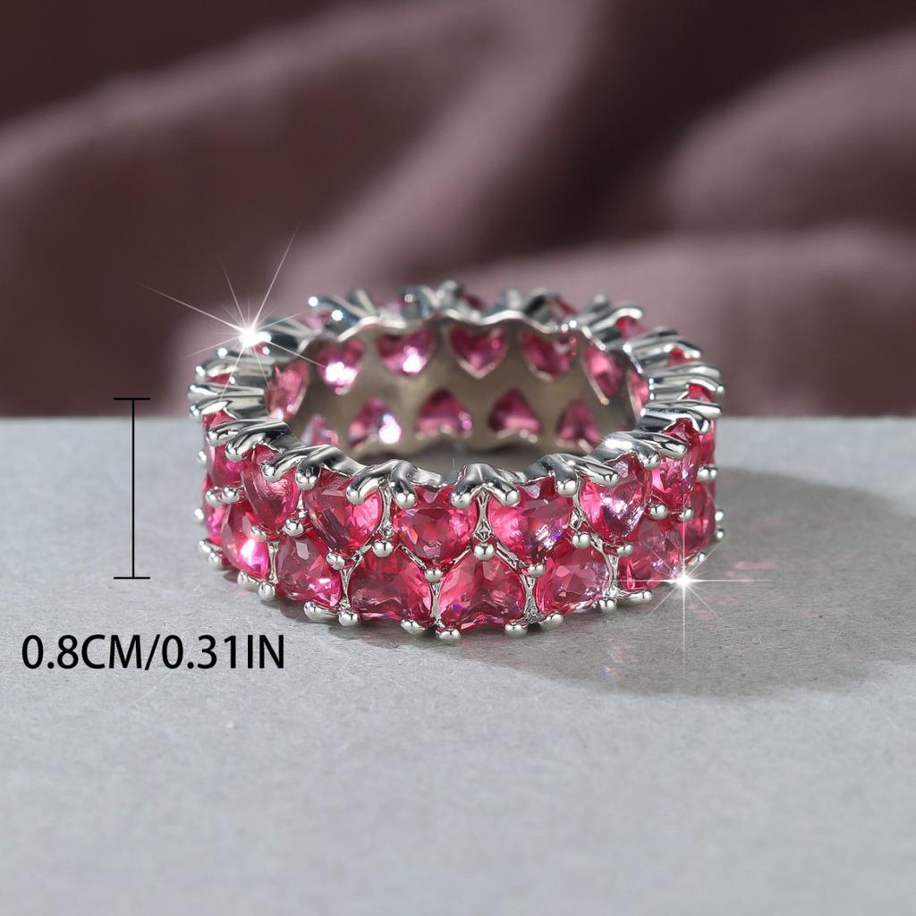 New Arrival Big Bling Red Zircon Stone Rings for Women Fashion Wedding Engagement Ring Hip Hop Jewelry Gift
