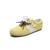 Yellow Retro Women's Spring and Summer Breathable and Light Mouth Single Shoes Double Shoelaces Color Matching White Shoes