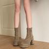 Autumn Winter Women Elastic Slimming Ankle Boots Female Platform Thick Heel Short Booties