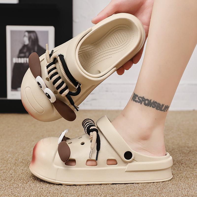 Baotou slippers men's 2025 summer new outer wear cute big ears couple hole shoes platform sports cool slippers