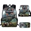 Kids Dinosaur Backpack Set Elementary School Oxford Fabric Ergonomic Back Support Breathable Lightweight 3-Piece Kit